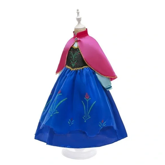 Girls Anna Long Sleeve with Cape Dress Christmas Princess Costume 4-5T birthday - Picture 3 of 6
